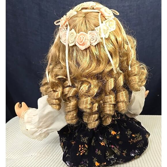 “First Kiss” Porcelain Girl Doll Long Curls Lace Leggings Shoes 13" - Picture 5 of 8